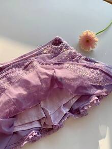 Comfortcana 女士亮片撞色网纱休闲百搭约会之夜迷你裙夏季女装 - 綠色 - 查看 8