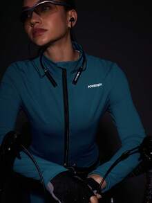 Powerista 女士立领修身长袖骑行服 - 墨綠色 - 查看 5