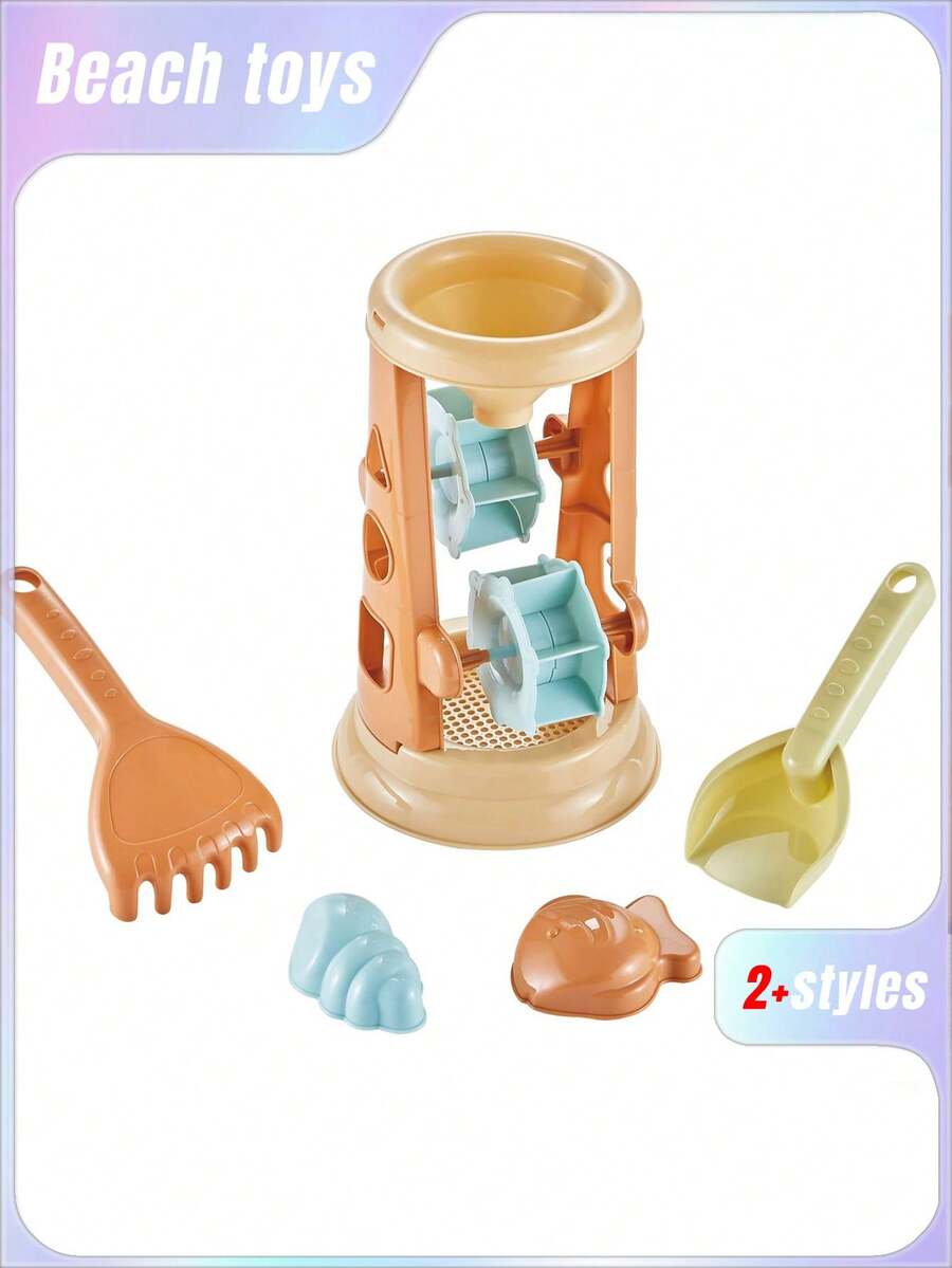 Juego de 5/6 piezas de juguetes de playa, juguetes de agua y playa, carrito de playa, cubo y herramientas para cavar y jugar en la arena, juguetes para castillos de arena, herramientas para cavar en la playa y la nieve, juego de herramientas para cavar en la arena, juegos de juguetes de playa, juegos interactivos para padres e hijos - Multicolor - Ver 1