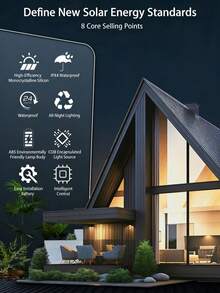 1 pieza Esta luz de pared solar inteligente mejorada cuenta con una fuente de luz COB, es fácil de instalar y es adecuada para iluminación exterior en patios, cercas, entradas de vehículos y otras áreas. - Negro - Ver 3