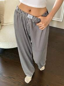 Dream Adore 女士休闲格子印花松紧腰宽松直筒睡裤 - 彩色 - 查看 5