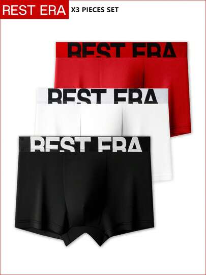 3件套 REST ERA 品牌字母Logo撞色腰带时尚街头风棉混纺男士平角内裤