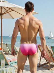 Manfinity Swimmode 男士渐变性感沙滩泳裤 - 粉色 - 查看 2