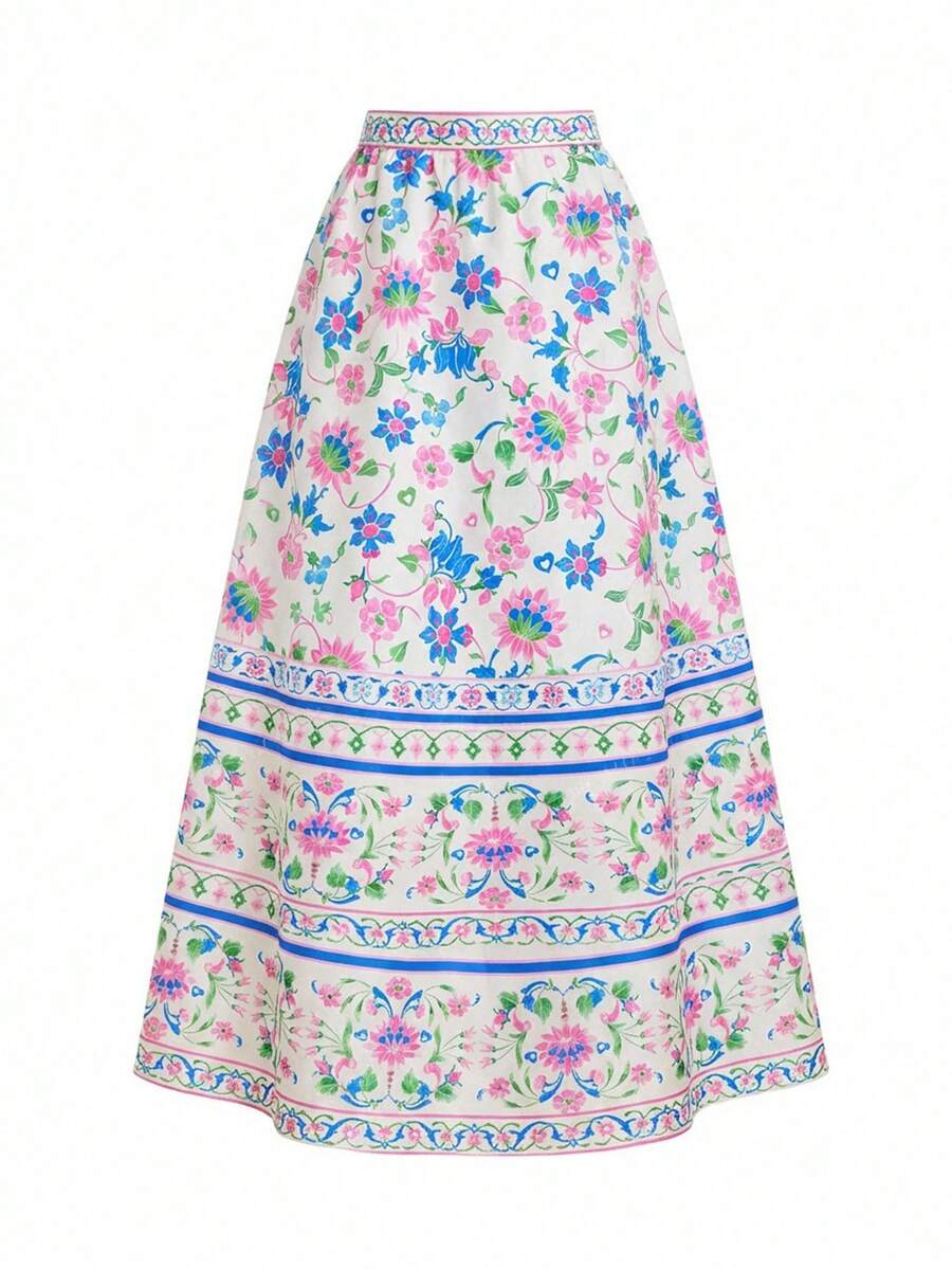 LOTSLUV Women's Floral Print Casual Versatile Vacation Skirt - Multicolor - View 1