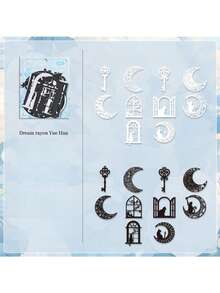 Bộ 6 giấy họa tiết bướm rỗng, hình bóng bay lơ lửng, chất liệu ngọc trai | Bộ sticker trang trí sổ tay cao cấp phong cách retro viền ngang - Bộ đồ - Xem 5