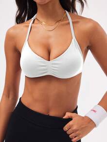 Easithlete Seamless Women Solid Color Ruched Everyday Fitness Sports Bra - Multicolor - View 3