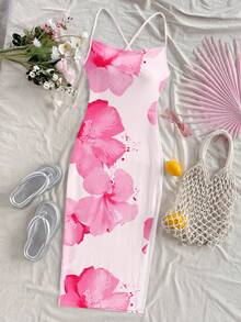 Soleia Women's Floral Print Sleeveless Long Dress, Fashion Summer - Pink - View 6