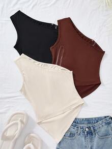 Áo tank top cổ lệch cho nữ tuổi teen - Ông hoàng mùa hè! Thiết kế tối giản với phần vai lệch gợi cảm và thanh lịch, thiết kế nhún eo bên hông, 3 màu cơ bản dễ phối với nhiều loại quần, chất vải mềm mại thoải mái, và chiều dài lửng giúp tôn lên vòng eo. Dù kết hợp với quần jeans hay chân váy, đều dễ dàng tạo nên vẻ ngoài giản dị và sành điệu. - Nhiều màu - Xem 3