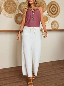 EMERY ROSE Women's Fashion Casual Loose Fit Cropped Wide Leg Jeans - White - View 6