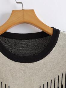 SHEIN Franclia Women's Casual Short Sleeve Graphic Knit Top - Black - View 3