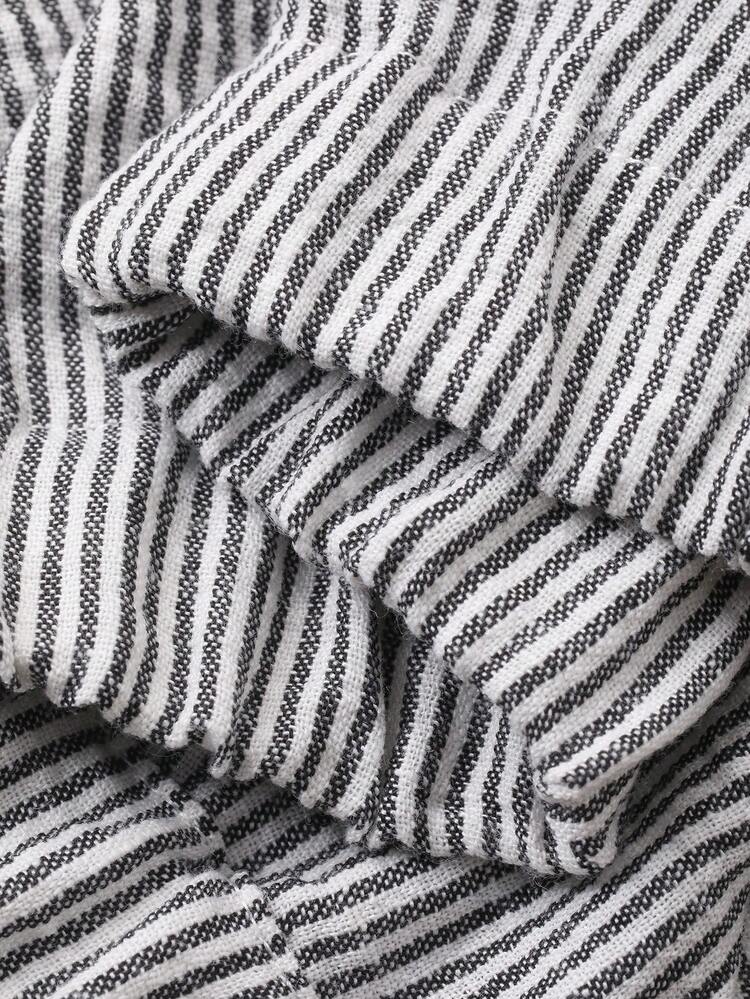 Women's Striped Collared Zip-Up Casual Jacket, Spring/Autumn