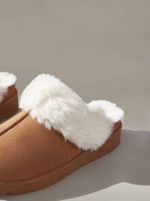 Solecia 女士日常旅行休闲多功能厚底丝绒棕色雪地靴 - 棕色 - 查看 5