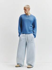 TOKVUE Men's Fashionable Textured Fabric Embroidered T-Shirt - Royal Blue - View 6