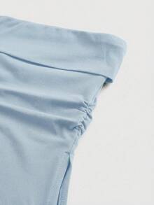 ROMWE Grunge Punk Y2K亚文化豹纹短款吊带背心，下摆开衩，女款 - 藍色 - 查看 5