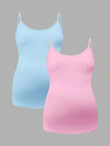 Modmama Camiseta de tirantes de maternidad de unicolor, minimalista y de alta elasticidad para uso diario - Multicolor - Ver 9