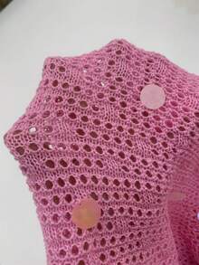 Swim SXY Sequin Backless Sexy Wrap Dress With Knit Scarf Tie Design, Bodycon Mini Dress For Vacation - Pink - View 4
