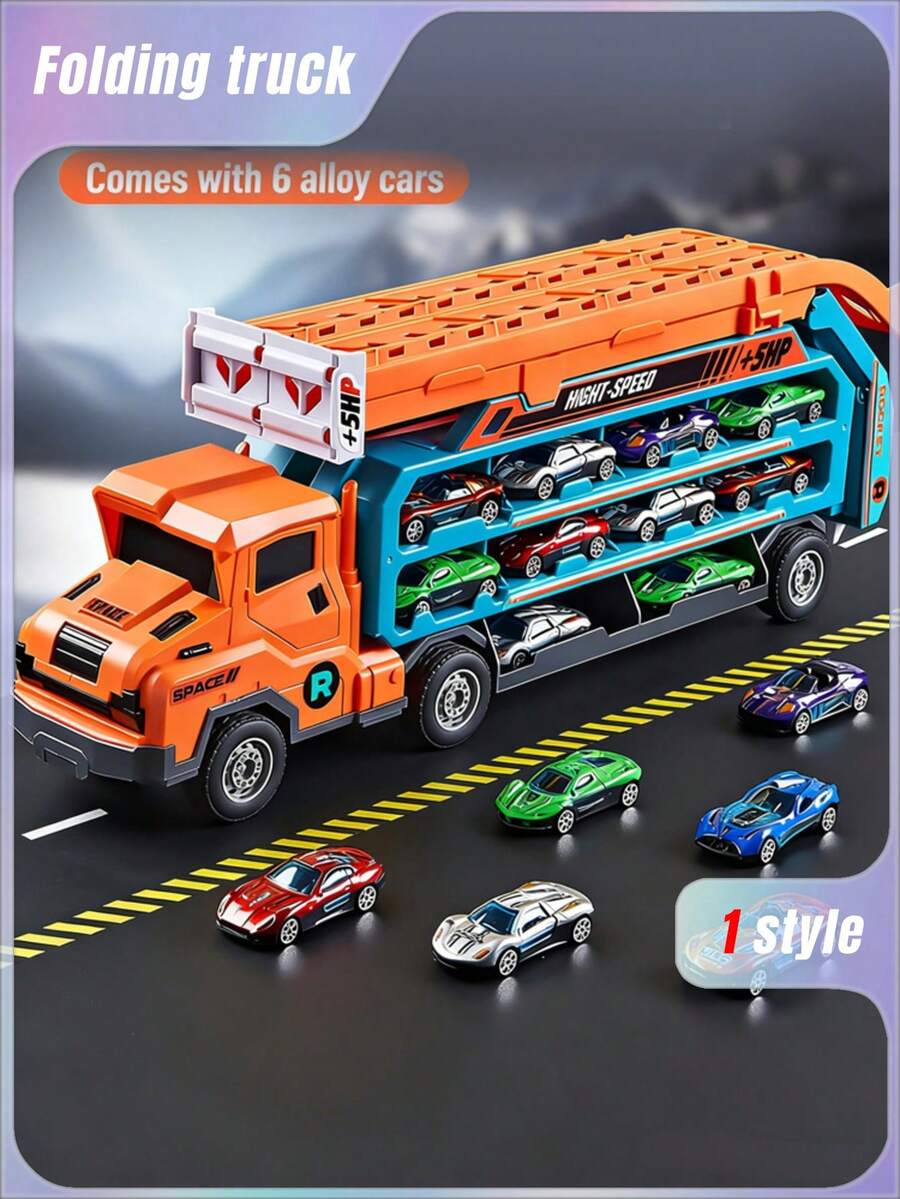 Mobil Mainan Lintasan Geser dan Angkat yang Baru, Mainan Mobil Lintasan Angkat, Truk Lipat dan Mudah Disimpan, Mainan Mobil Miniatur Paduan Logam, Mobil Mainan Interaktif. - MultiWarna - View 1