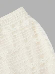 SHEIN MOD Women's Apricot Lace Ruffle Hem Casual Skirt,Tea Party,Lace Maxi Skirt,Cream Skirt,Lace Skirts For Women,Going Out, Spring/Summer Outfits,Elegant,Tea Party Skirt, Carnival Costume,Boho,Beach - Apricot - View 5