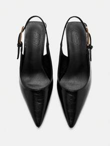 CUCCOO CURVES Women's Fashion Minimalist Pointed Toe Wine Glass Heel Commuter Shoes Wide Fit - Black - View 10