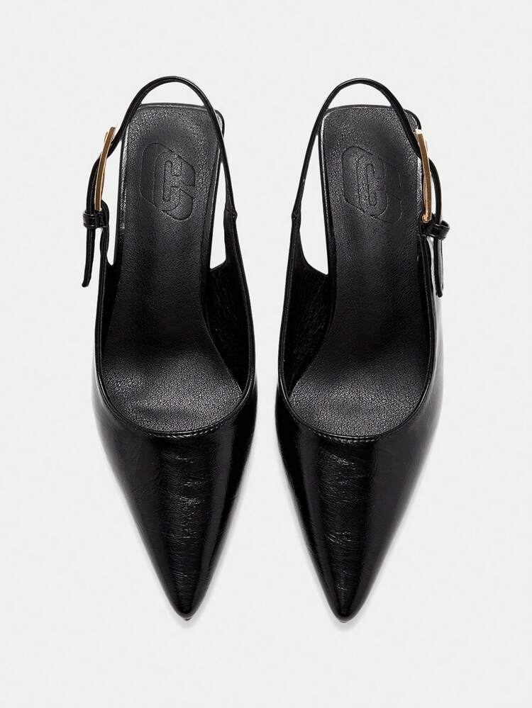CUCCOO CURVES Chaussures de ville à bout pointu et talon en forme de verre de vin, style minimaliste, coupe large, pour femmes