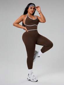 Rhythm Era 大码女式无缝收腹提臀连体裤 - 咖啡棕 - 查看 6