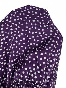 Freevana Plus Size All-Over Print V-Neck Elegant Long Sleeve Dress - Purple - View 3
