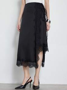 Aveloria Modichic Fashionable European Design Casual Commute Black Lace Skirt Women Long Elegant Gothic Cover Up For Autumn Classy Bar Party - Black - View 3