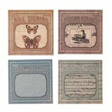 Juego de 4 piezas de bloc de notas con encantos estilo europeo | Bloc de notas retro sin adhesivo para diario y scrapbooking de comercio transfronterizo - Traje - Ver 11
