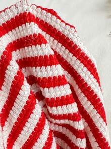 Sunnyshic Bộ áo croptop và quần short cạp cao kẻ sọc đỏ trắng, trang trí hình sao biển móc thủ công, trang phục thanh lịch cho kỳ nghỉ và thường ngày, phong cách tối giản cho mùa xuân/hè. - Đỏ - Xem 10