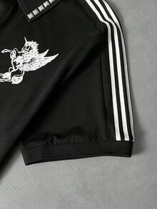 PAVTROS Pavtos 男士时尚潮流短袖 Polo 衫，采用高街复古和纹章设计，90 年代复古街头风，适合复古、朋克、Y2K、简约风格爱好者、说唱歌手，也是节日礼物和男友礼物的理想之选。 - 黑色 - 查看 7