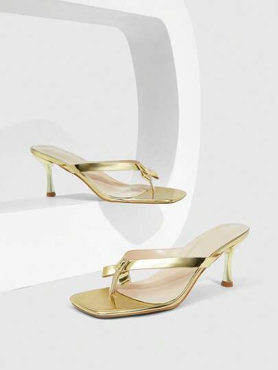 CUCCOO SZL Women's Solid Color Fashionable Versatile Daily Wear High Heel Sandals