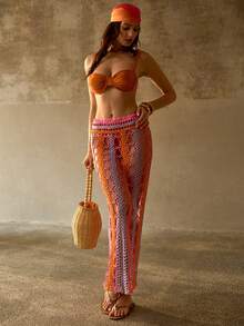 MOTF PREMIUM HANDMADE BRAIDED STRAP SHINY FABRIC ELEGANT BIKINI SET, PERFECT FOR VACATION - Brown - View 6