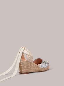 Styleloop Women's Vacation Casual Lace-Up Platform Wedge Shoes - Silver - View 4