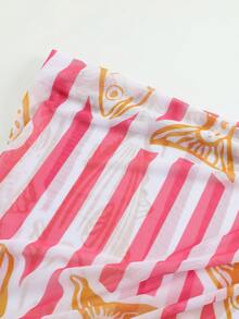 Swim Vcay Digital Print Women Beach Holiday Casual Long Mesh Skirt Cover Up - Multicolor - View 4