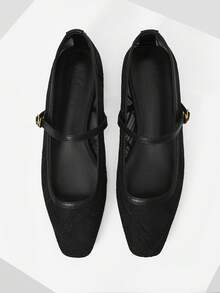 MOTF Sepatu Flat Jaring Transparan Kasual Wanita untuk Perjalanan Sehari-hari, Sepatu Musim Semi - Hitam - View 10