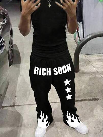 1pc Teenage Boys' Casual Straight Leg Knit Pants, Loose Fit High Street Style, Comfortable Fabric, Suitable For School And Versatile Daily Wear, Autumn/Winter