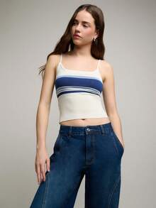 Nöista Camiseta de punto con bloqueo de color casual con un ajuste ceñido y tela de punto elástica. Para looks festivos de resort y primavera, primavera-verano. - Multicolor - Ver 4