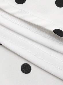 DAZY Spring & Summer Polka Dot Allover Print Color Block Cocktail Dress, Elegant Bodycon Mermaid Skirt For Party, Wedding, Prom, Formal Occasion - White - View 3