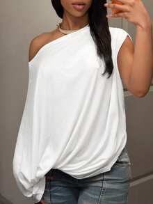 Slaydiva 旅行通勤 居家休闲 夏季假期 白色上衣 新款 早春夏季 音乐节、情人节、复活节 休闲、简约基础风、Y2K街头甜美风、畅销款、日常约会、辣妹风、性感、运动时尚风、白色上衣 - 白色 - 查看 3