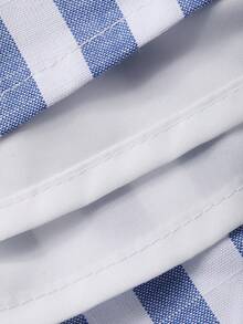 DAZY 女士优雅条纹V领系带中长连衣裙，夏季婚礼宾客礼服 - 藍色 - 查看 9