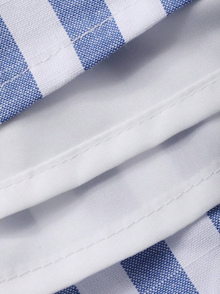 Women's Elegant Striped V-Neck Belted Mid-Length Dress, Summer Wedding Guest Dress
