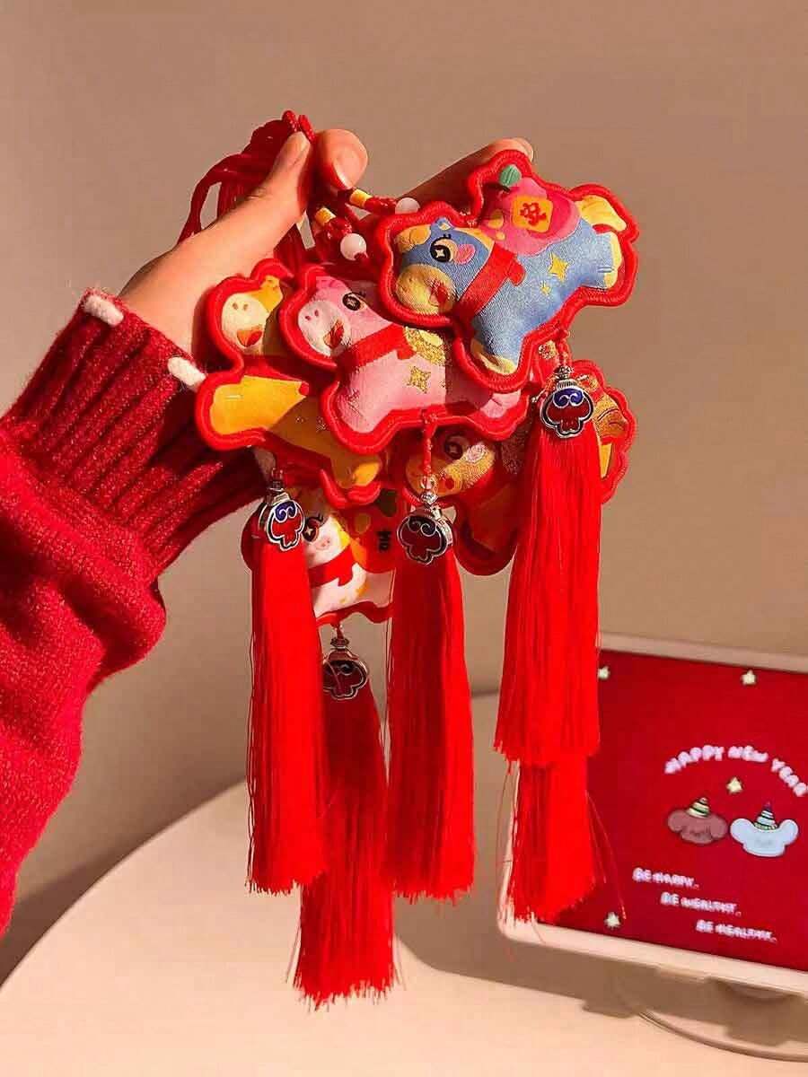 1个2026年中国生肖马香囊,带流苏的幸运香包,新年护身符挂件,可用于汽车、家居和包包装饰 - 多色 - 查看 1