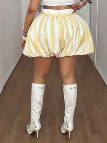 Maweii 大码复古碎花多巴胺时尚短裤 - 黃色 - 查看 6