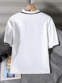 Mirajuku 1pc Fashionable White Polo Shirt For Teenage Boys,Soft & Comfortable Fabric For Summer,Beach,Back-To-School,Short Sleeve Versatile School Outing Tops - White - View 2