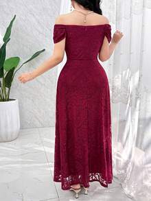 Feyla Đầm nữ màu trơn, kiểu dáng thanh lịch, trễ vai, ôm sát. - Màu Đỏ Sâu - Xem 3