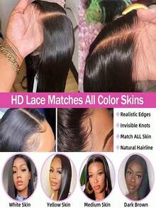 32 Inch 200% Density Water Ripple Lace Wig - Ready To Wear And Walk Lace Area 13 * 4, Natural Hairline, Natural Black Lace Forehead Wig - No Glue, No Skills Required, - Natural & Black - View 3