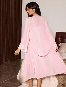 Slumberist 成熟优雅吊带睡袍女式睡衣两件套 - 藕粉色 - 查看 2