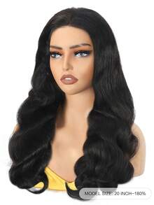 Body Wave 13x6 Glueless Hair Black Layered Bouncy Wig Human Hair Lace Frontal Wig With Drawstring Pre-Plucked Pre Cut Invisible Max Lace Closure Hair With Drawstring Natural Look Pre Styled Hairline For Women Daily Use - Natural Black - View 2