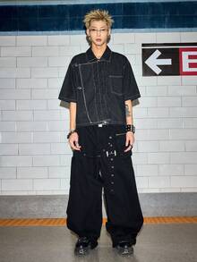 ROMWE MEN Street Life Men's Oblique Placket Airplane Buckle Denim Jacket - Blue - View 8