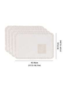 Ruffled Embroidered Cotton Coasters In Pink, Beige, Apricot, Delicate And Fresh For Tableware, Bowls, Tea Cups, Heat Insulation Pad To Protect Tabletop - White - View 3